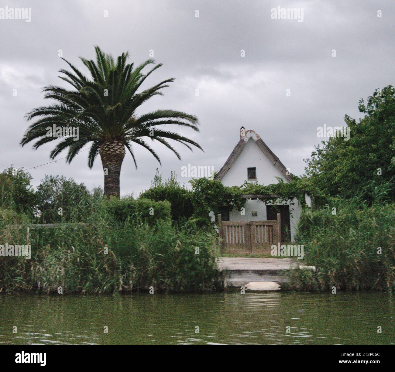 Barraca, ein traditionelles Strohhaus in Albufera de Valencia, hergestellt aus Materialien aus dem Feuchtgebiet Stockfoto