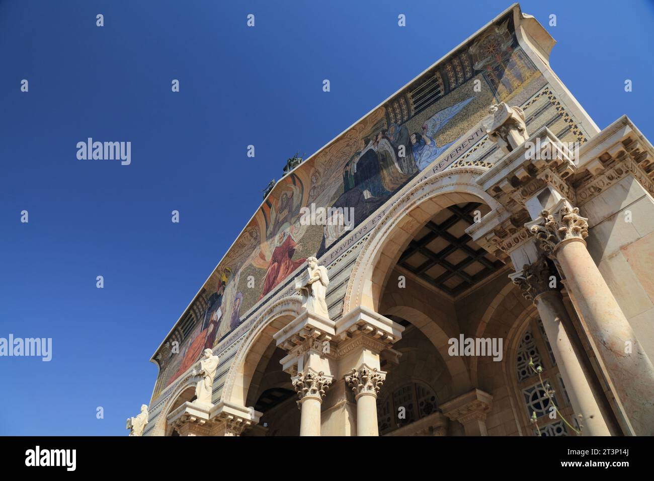 Wahrzeichen von Jerusalem, Israel. Kirche aller Nationen, auch bekannt als die Basilika der Agonie. Römisch-katholische Kirche auf dem Ölberg in Ost-Jerusa Stockfoto