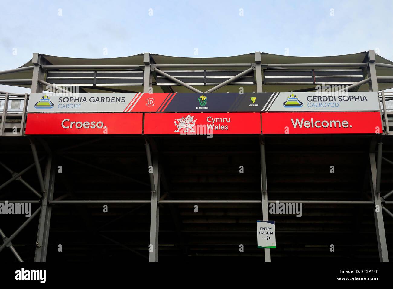 Eingang Glamorgan Cricket Ground, Sophia Gardens, Cardiff. Aufgenommen Im Herbst 2023. Oktober Stockfoto