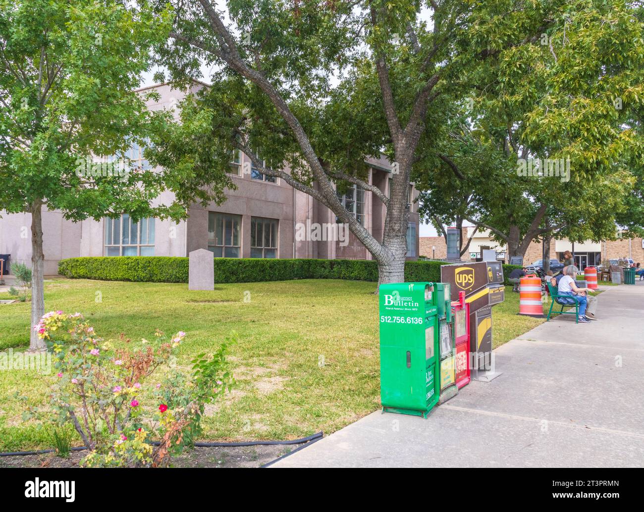 Austin Steam Train Association Hill County Flyer halten in Burnet, Texas - für Mittagessen, Shopping und Unterhaltung. Stockfoto