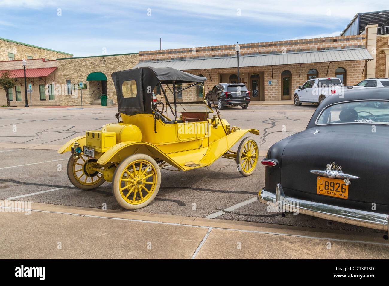 Austin Steam Train Association Hill County Flyer halten in Burnet, Texas - für Mittagessen, Shopping und Unterhaltung. Stockfoto