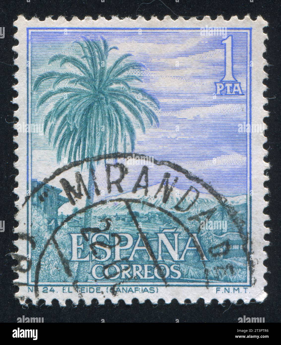 SPANIEN - CA. 1966: Briefmarke von Spanien, zeigt Pico de Teyde in Santa Cruz de Tenerife, ca. 1966 Stockfoto
