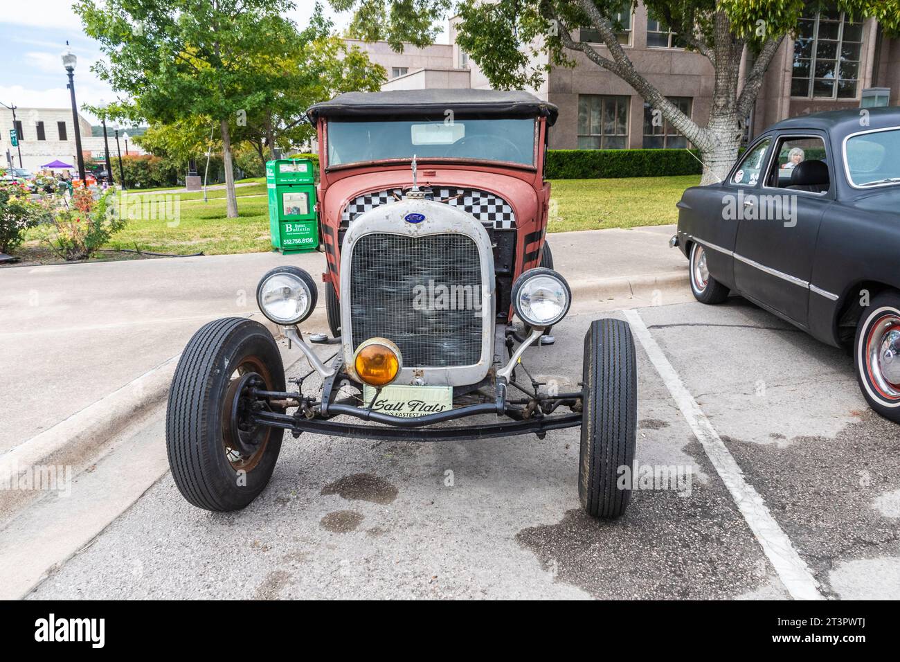 Austin Steam Train Association Hill County Flyer halten in Burnet, Texas - für Mittagessen, Shopping und Unterhaltung. Stockfoto