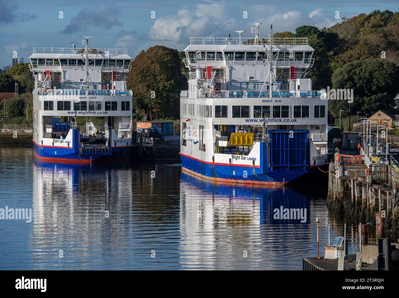 Wiglink isle of wight Fähre neben dem Fährterminal lymington im neuen Wald hampshire uk Stockfoto