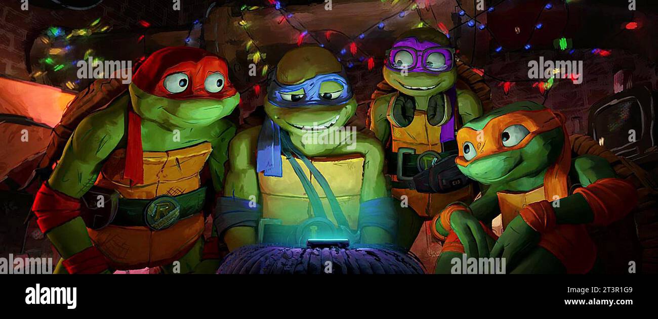 Teenage Mutant Ninja Turtles: Mutant Mayhem Donatello, Michelangelo, Leonardo, Raphael Stockfoto