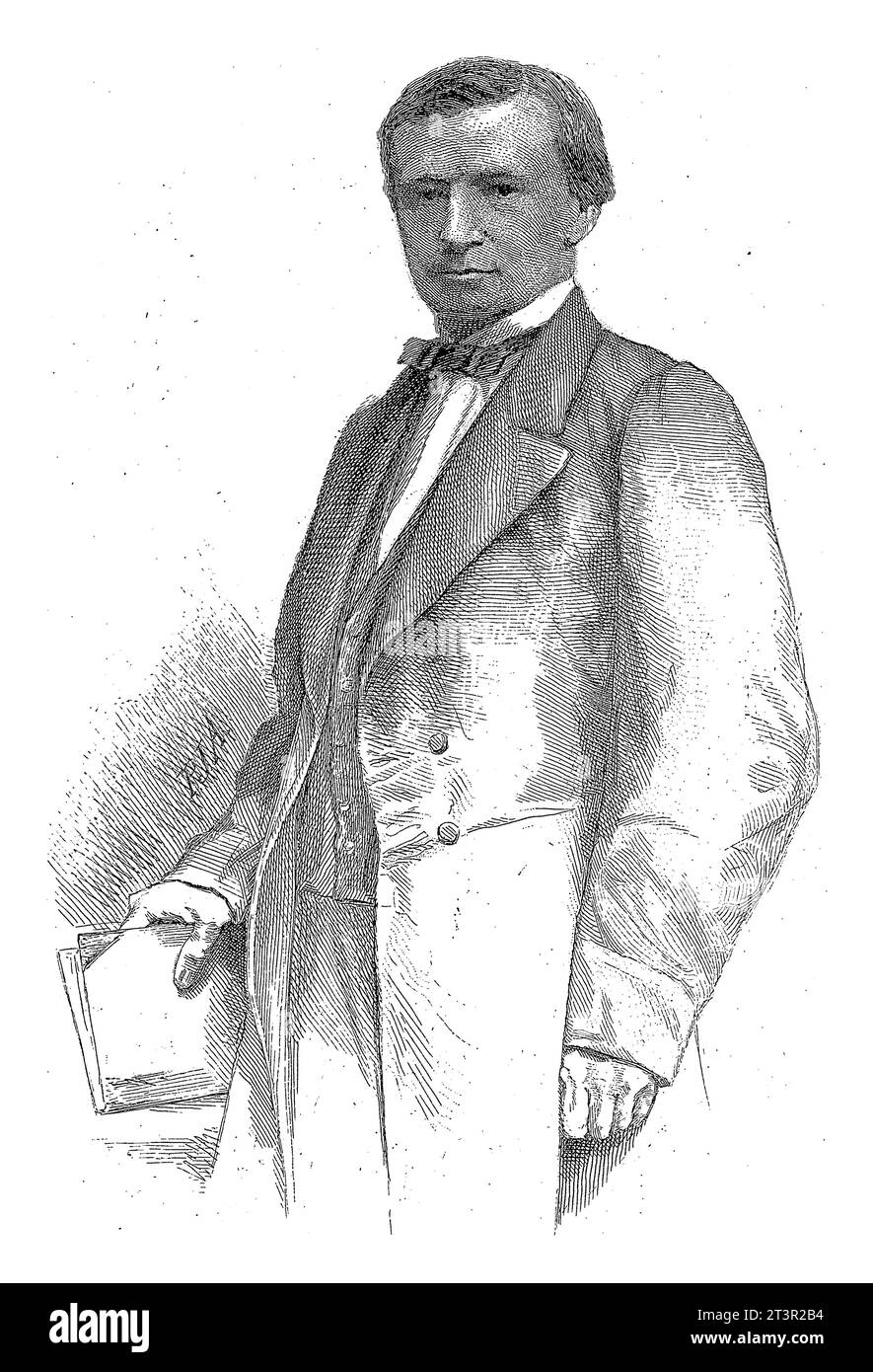 Porträt von Conrad Busken Huet, Petrus Johannes Arendzen, 1856 - 1886 Porträt von Conrad Busken Huet in Halbperson, mit Buch in der Hand. Stockfoto