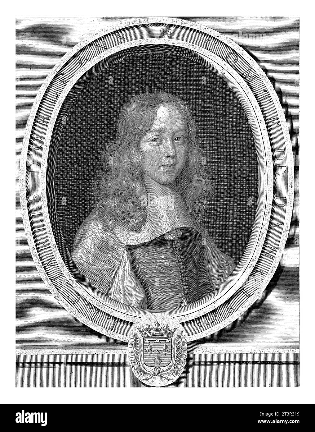 Porträt von Charles d’Orleans-Longueville Graf von Dunois, Robert Nanteuil, nach Louis Ferdinand I. Elle, 1660 Porträt von Charles d’Orleans-Longuevil Stockfoto