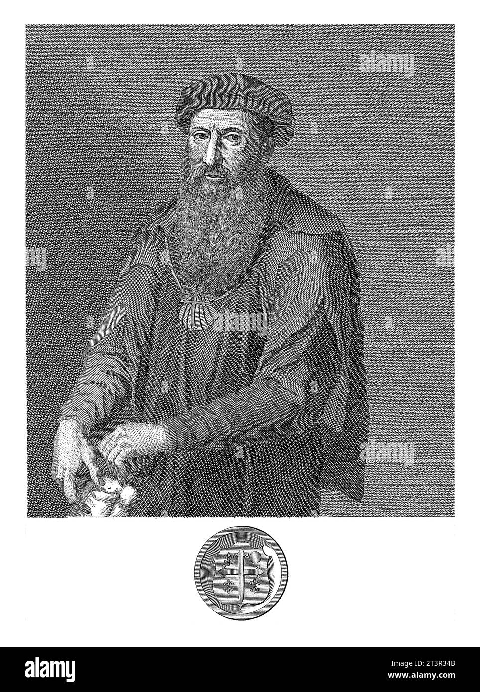 Porträt von Baccio Bandinelli, Francesco Allegrini, nach Giuliano Traballesi, 1764 Porträt des Bildhauers Baccio Bandinelli. Um seinen Hals trägt er einen Stockfoto