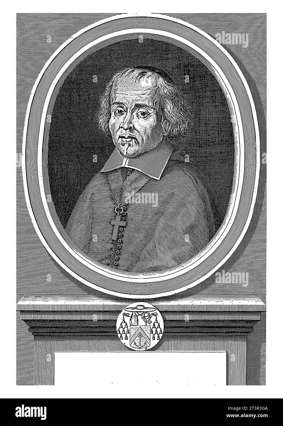 Portret van Antoine Godeau, Pierre Landry, nach Ardisson, 1672, Vintage-Gravur. Stockfoto
