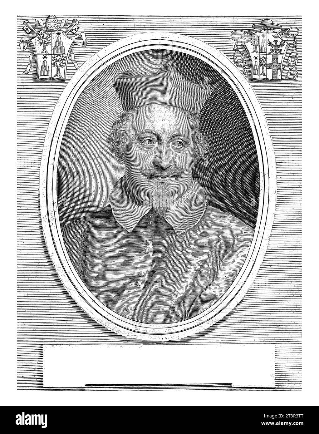 Porträt von Kardinal Celio Piccolomini, Albertus Clouwet, nach Giovanni Battista Gaulli, nach 1681 Porträt im ovalen Rahmen von Kardinal Celio Piccolom Stockfoto