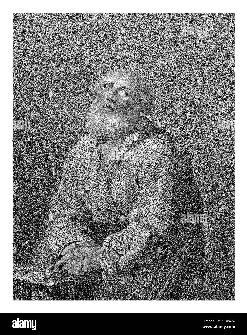 Petrus, Christian Forssell, nach L. Moriz, 1787 – 1852 Apostel Peter im Gebet, halblang. Er schaut mit gefalteten Händen auf. Stockfoto