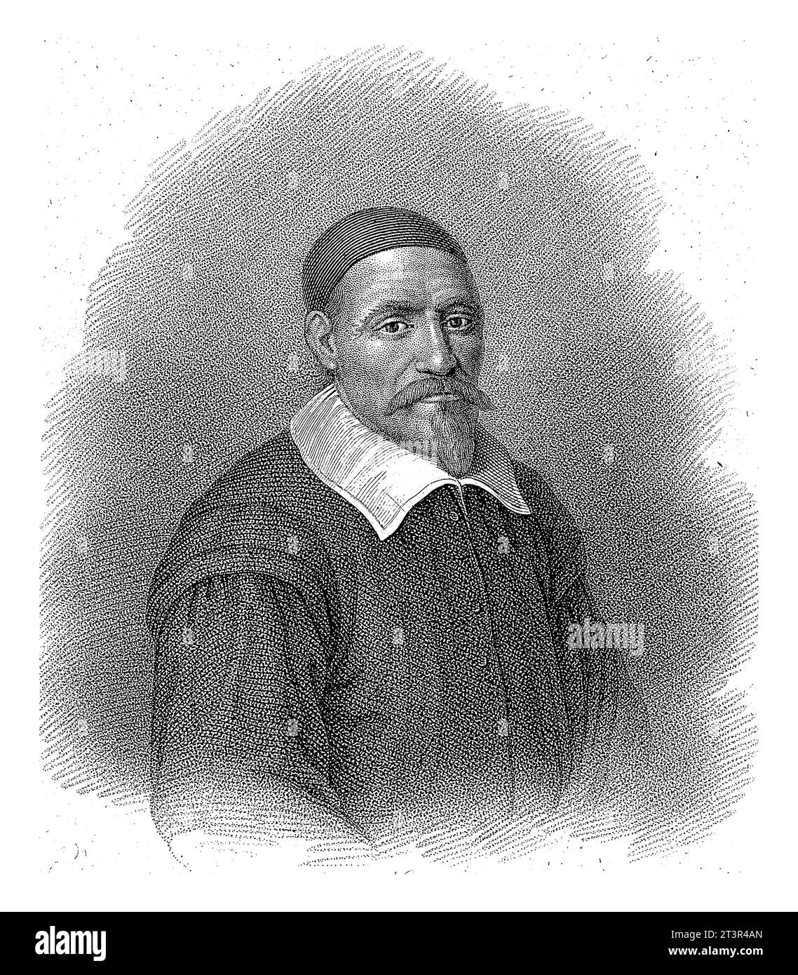 Porträt von Alexander Petri, Philippus Velijn, 1832 Porträt von Alexander Petri, schottischem Prediger aus dem 17. Jahrhundert in Rotterdam. Stockfoto