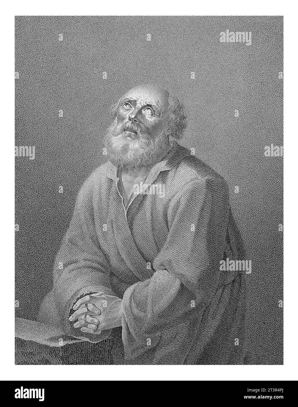 Petrus, Christian Forssell, nach L. Moriz, 1787 – 1852 Apostel Peter im Gebet, halblang. Er schaut mit gefalteten Händen auf. Stockfoto