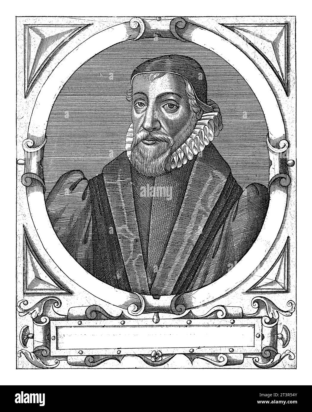 Porträt von Richard Stock, Theodor de Bry, nach Jean Jacques Boissard, ca. 1597 - ca. 1599 Porträt des englischen Theologen Richard Stock. Stockfoto