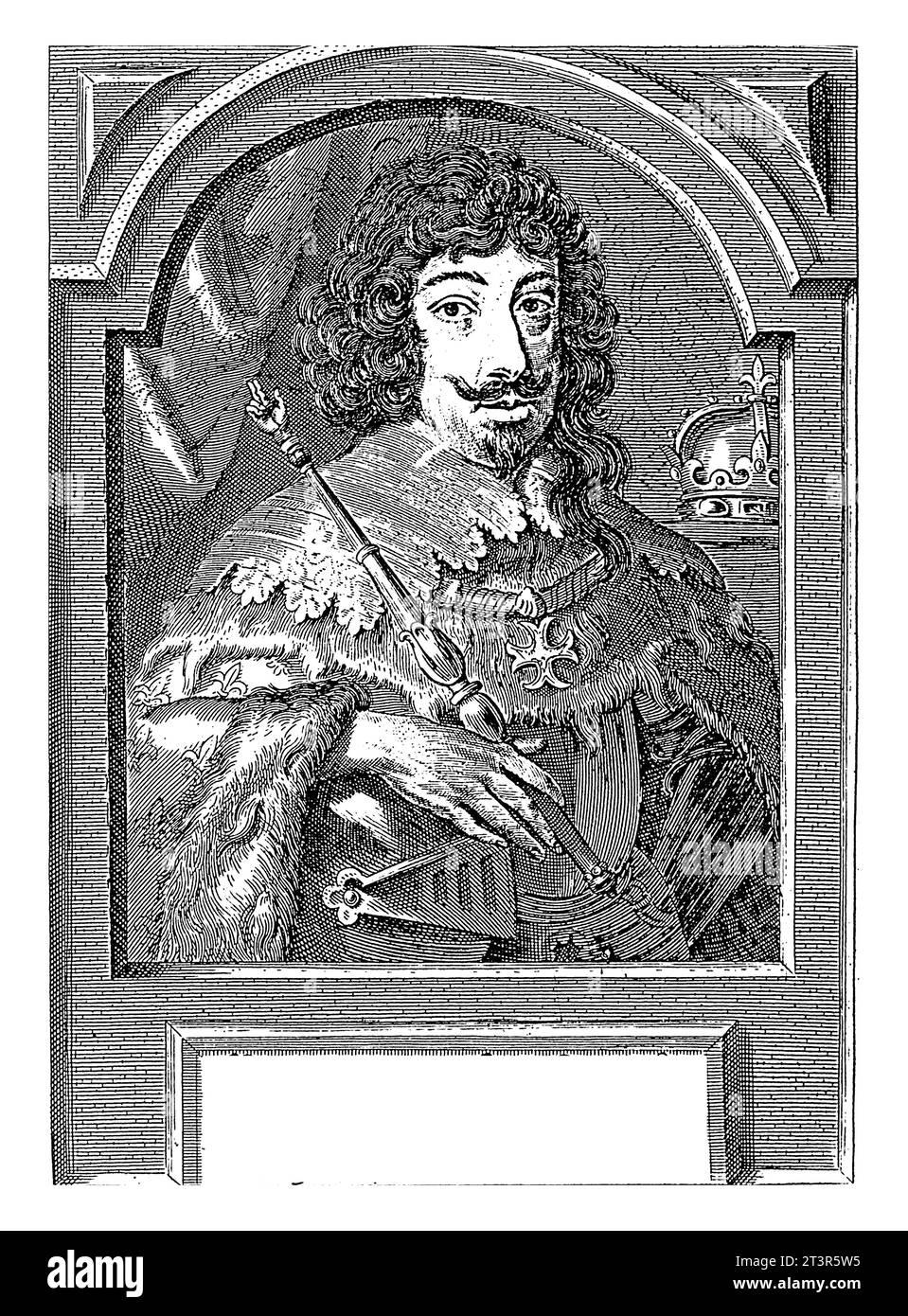 Porträt von Ludwig XIII., König von Frankreich, Pieter de Jode (II), 1628–1670 Porträt von Ludwig XIII., König von Frankreich. In seiner rechten Hand hält er einen Stab. Stockfoto