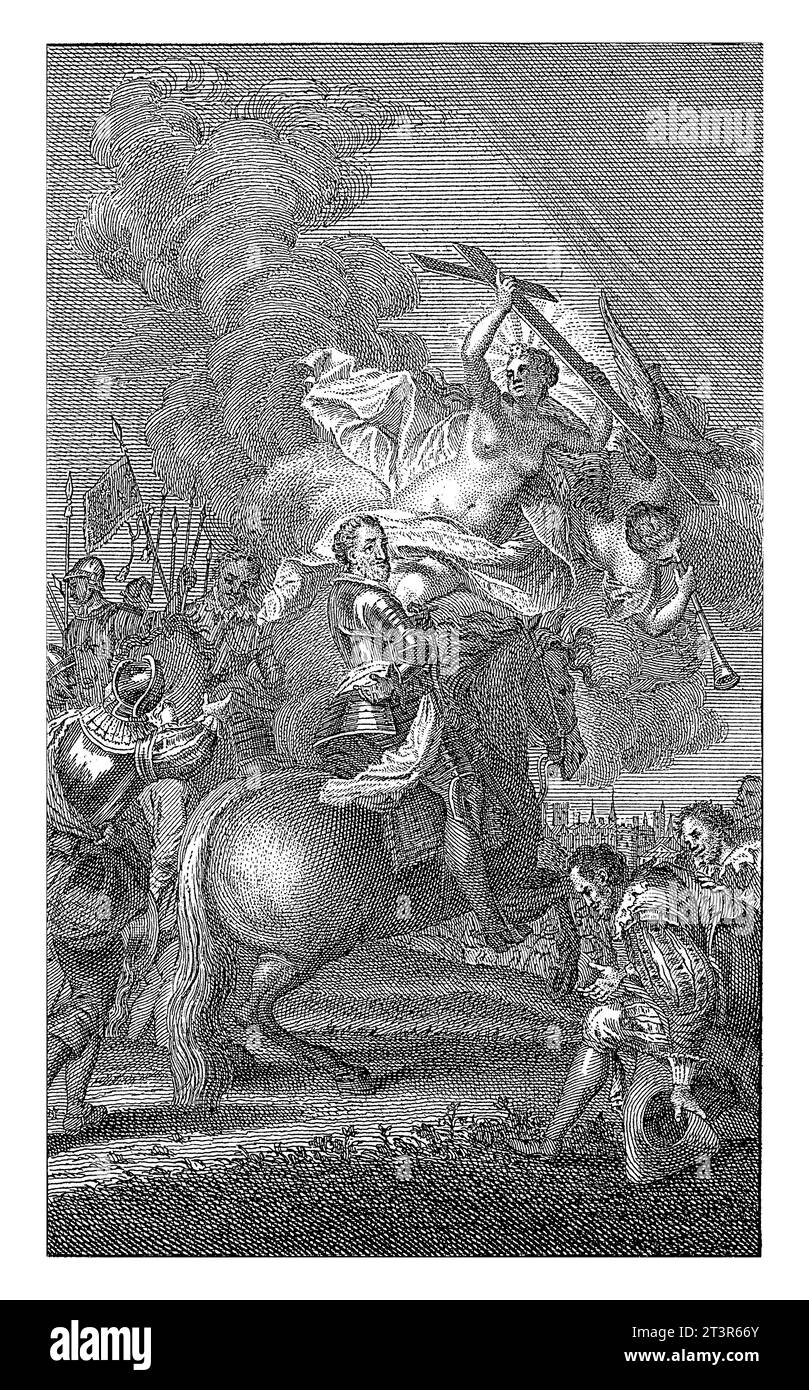 König Heinrich IV. Von Frankreich und Navarra marschieren nach Paris, Francois Morellon La Cave, nach Nicolas Vleughels, 1706–1768 König Heinrich IV. Von Frankreich und Nav Stockfoto