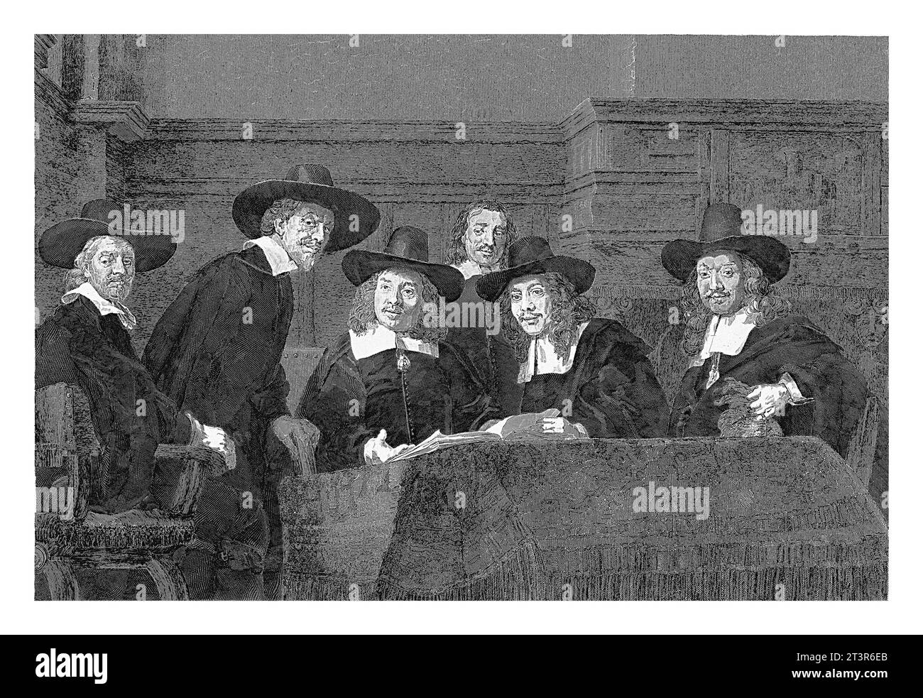 Die Stahlmeister Henricus Wilhelmus Couwenberg, nach Rembrandt van Rijn, 1846, Vintage graviert. Stockfoto
