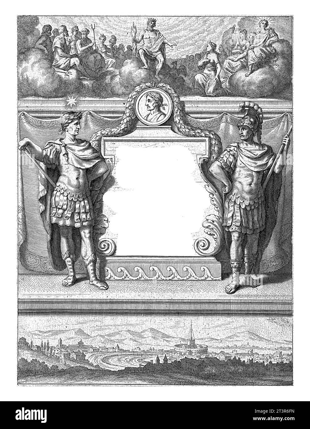 Titelseite für J. van Vondels Übersetzung von P.O. NASO, Herscheppinge, Amsterdam 1671, Abraham Bloteling, nach Philips Koninck, 1671. Stockfoto