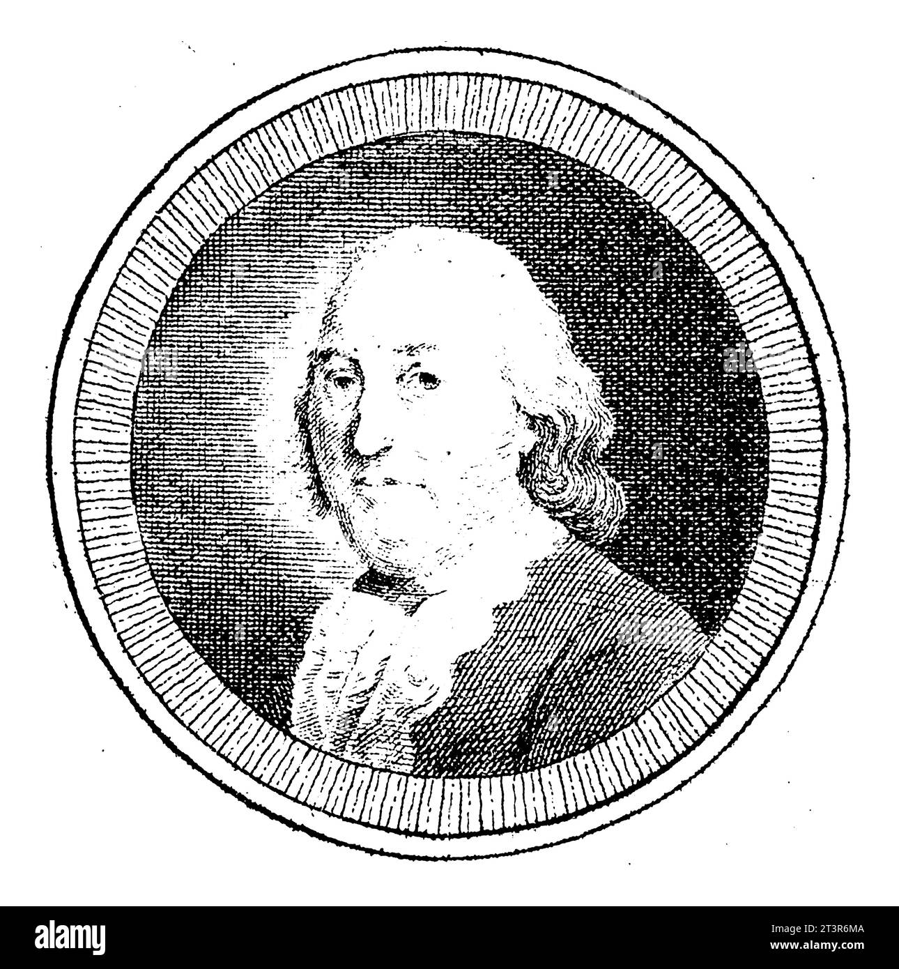 Porträt von Albert van Ryssel, Abraham Jacobsz. Hulk, 1795 Porträt des Patrioten Albert van Ryssel in einem Medaillon. Stockfoto