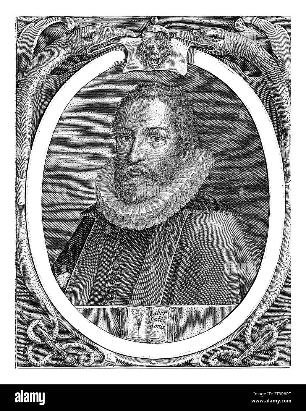 Porträt von Henricus Slatius, Crispijn van de Passe, 1574 - 1637 Er wurde zum Tode verurteilt und enthauptet, weil er an dem Attentat beteiligt war Stockfoto