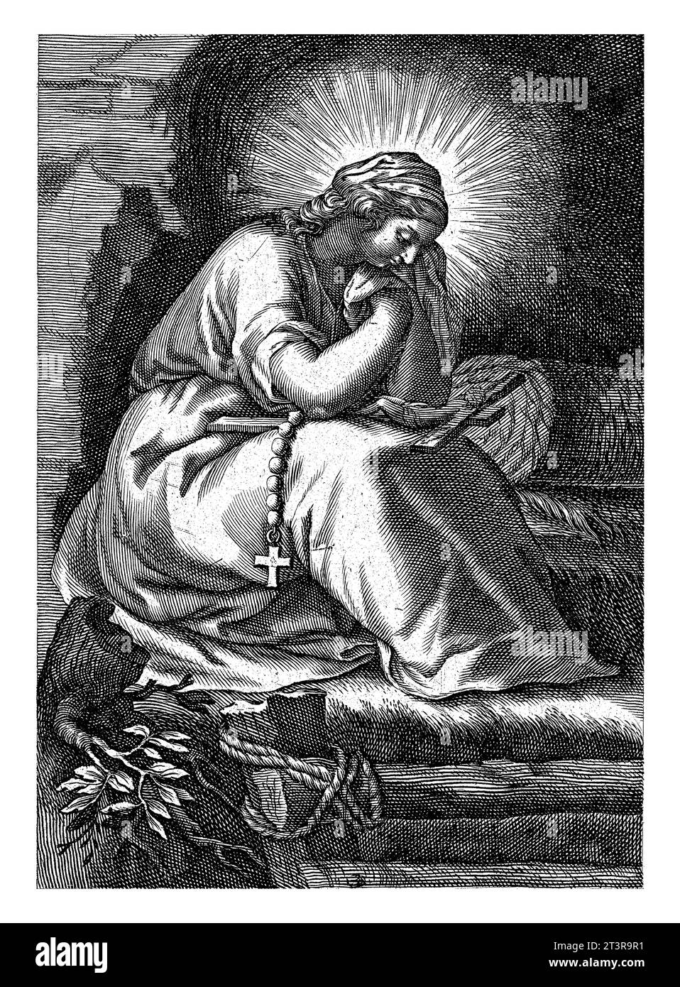 Die heilige Julia Eustochium als Einsiedler Boetius Adamsz. Bolswert, nach Abraham Bloemaert, 1590 - 1662 Stockfoto
