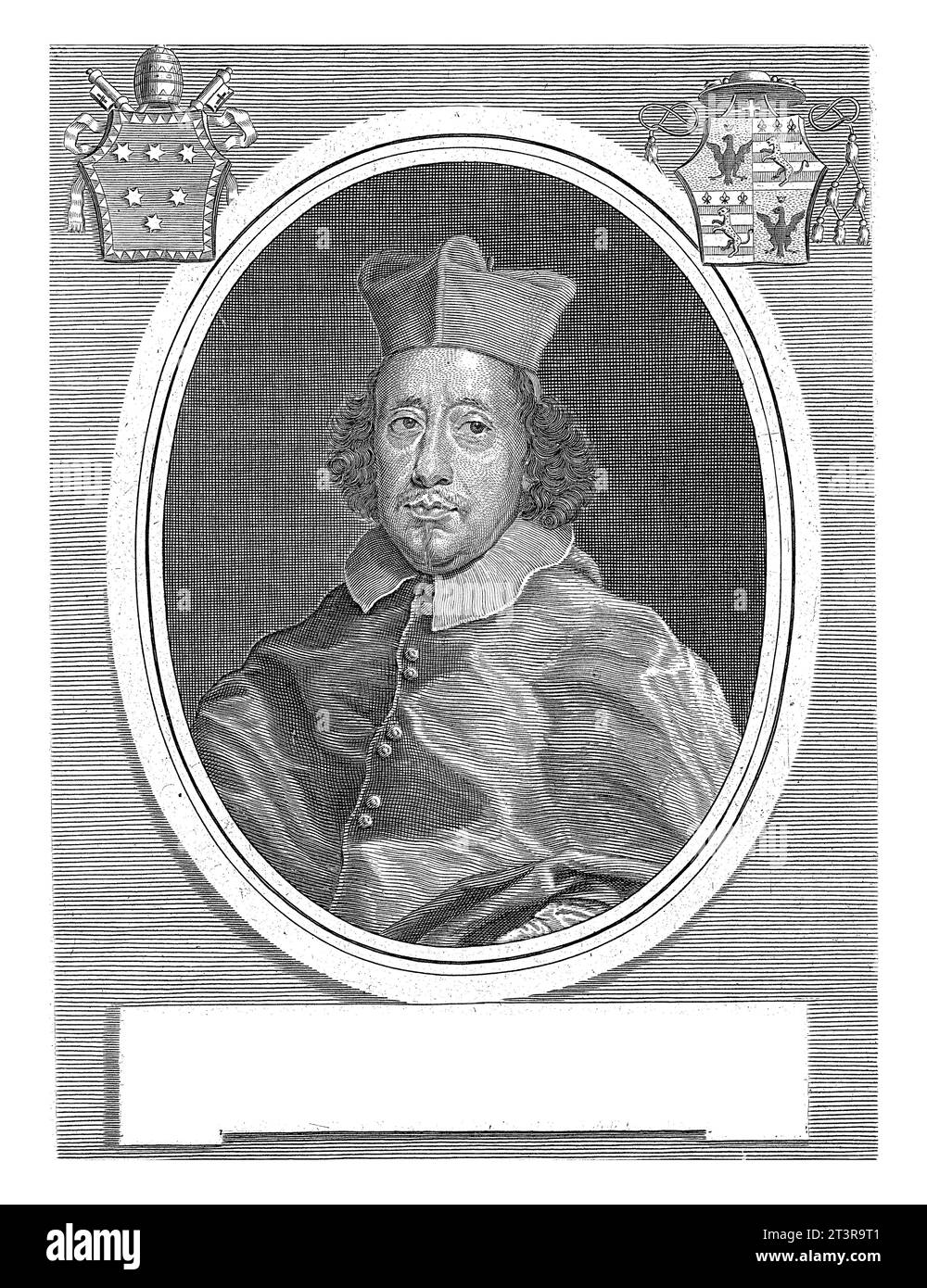Porträt von Kardinal Galeazzo Marescotti, Albertus Clouwet, nach Giovanni Battista Gaulli, 1675 - 1679 Porträt im ovalen Rahmen von Kardinal Galeazzo Ma Stockfoto