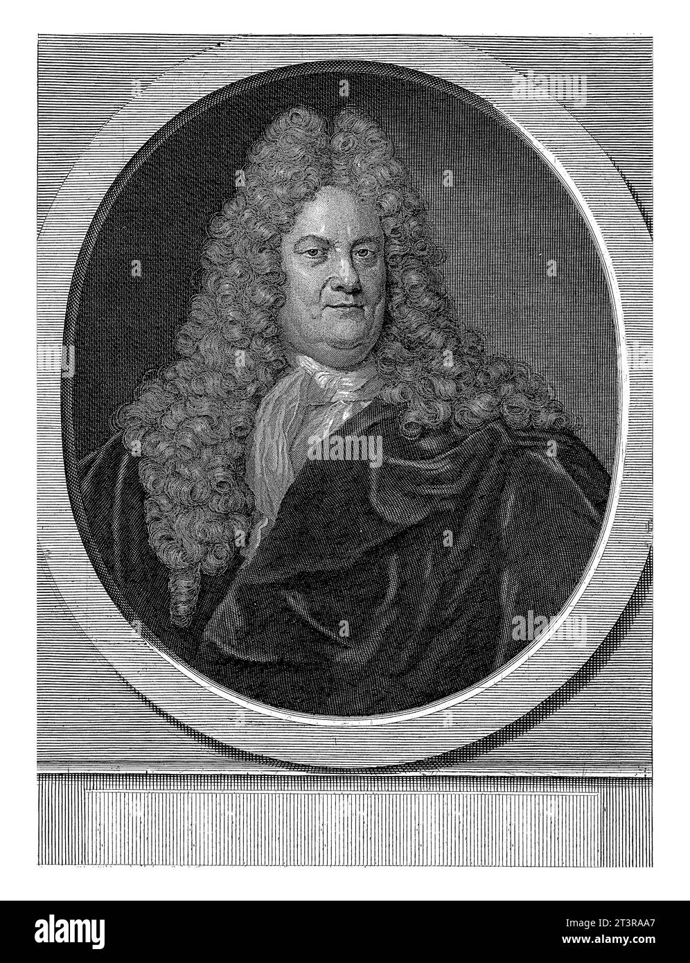 Porträt von Bernard Nieuwentijt, Pieter van Gunst, nach Dirk Valkenburg, 1674 - 1731 Bernard Nieuwentijt, Arzt und Mathematiker. Stockfoto