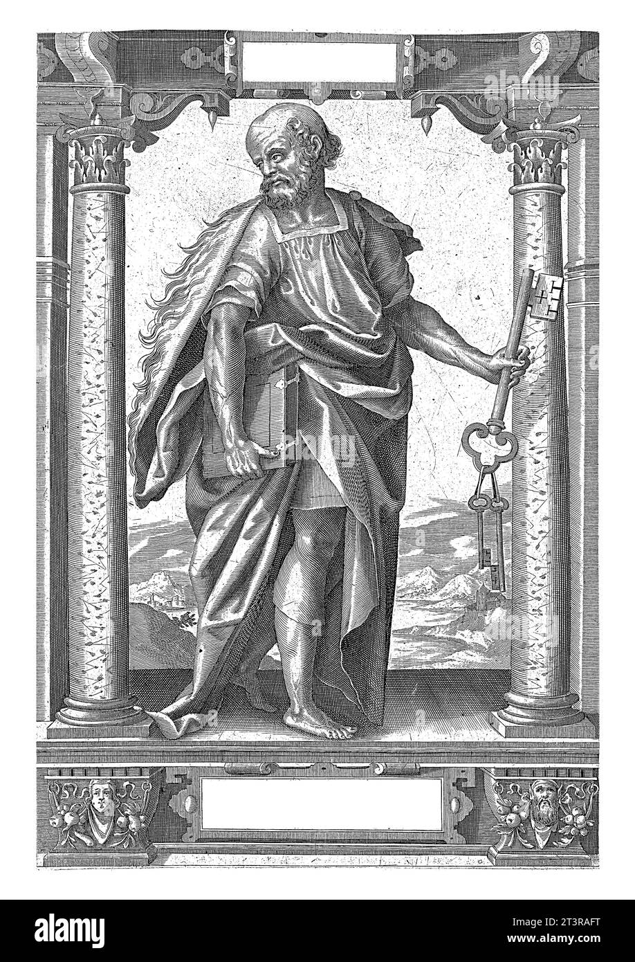 Peter der Apostel, Dietrich Kruger, 1614, Vintage-Gravur. Stockfoto