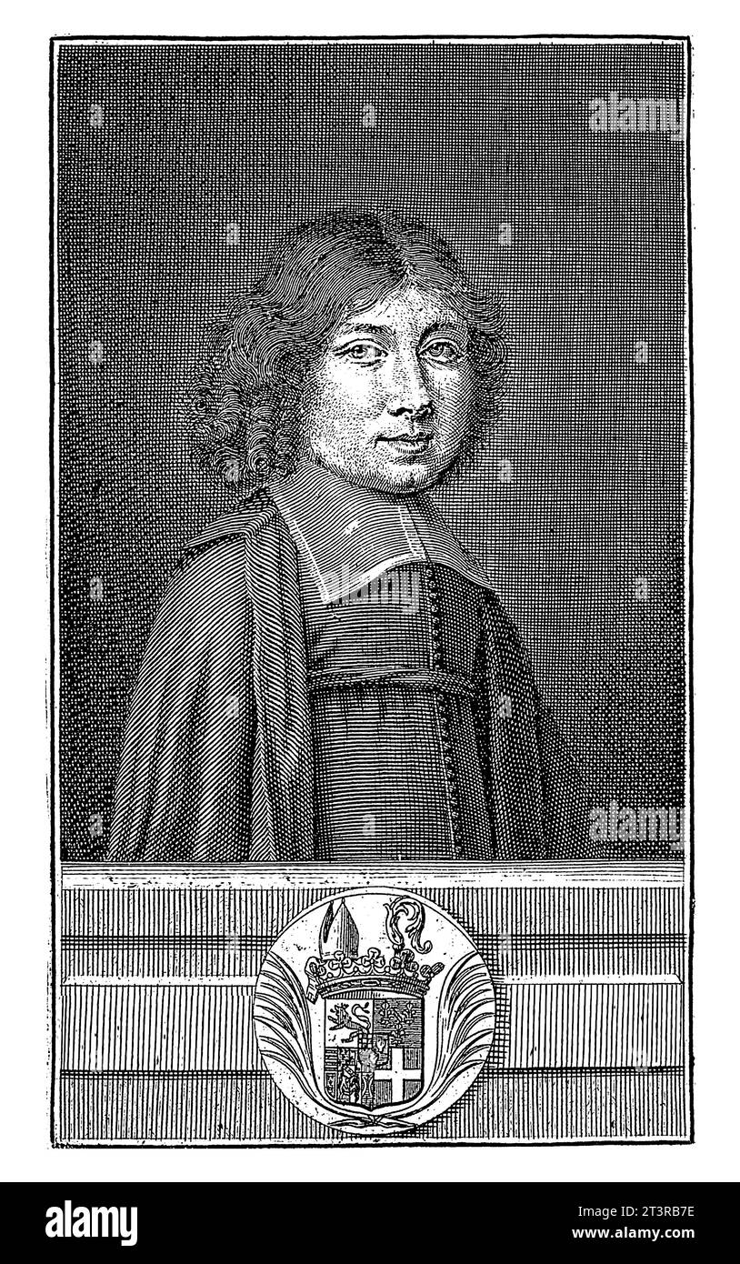 Portret van Leon Potier de Gesvres, Pierre Landry, 1674, Vintage-Gravur. Stockfoto