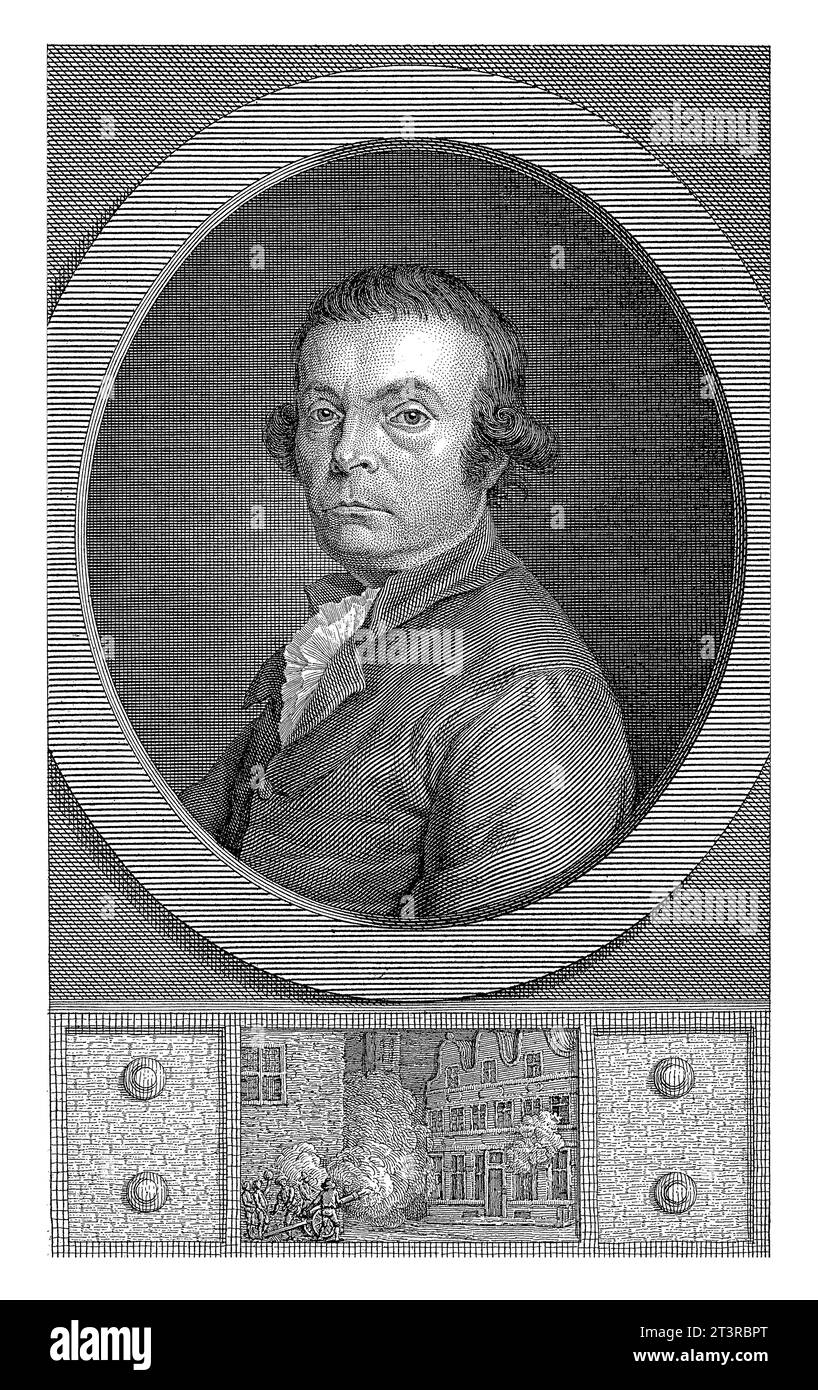 Porträt von Lucas van Stenick, Pieter Gaal, 1787 Porträt des Middelburger Arztes und Patrioten Lucas van Stenick. Unter dem Porträt befindet sich eine Darstellung Stockfoto