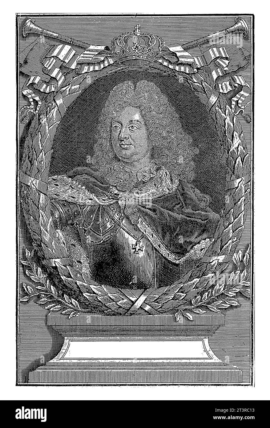 Porträt von Johannes V., König von Portugal, Georg Paul Busch, um 1716 - 1756, Vintage-Stich. Stockfoto