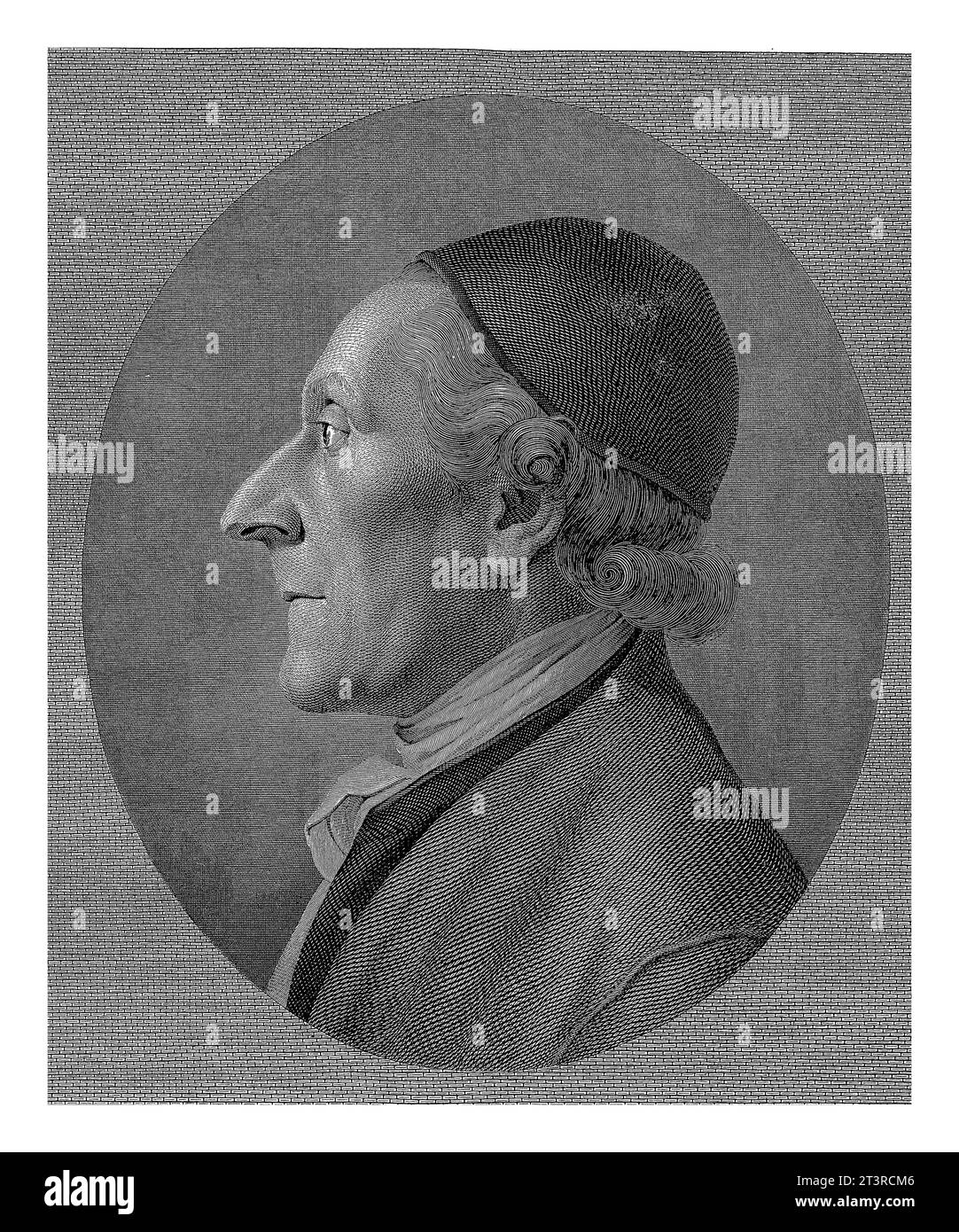 Porträt von Johann Kaspar Lavater, William Blake, 1787–1800 Oval mit der Büste des Theologen Johan Kaspar Lavater und Profil. Stockfoto