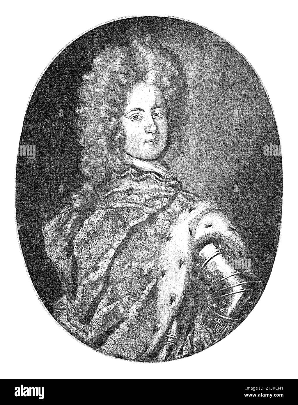 Porträt von Karl XII., König von Schweden, Pieter Schenk (I), nach David Ehrenstrahl, 1670 - 1713, Vintage-Gravur. Stockfoto