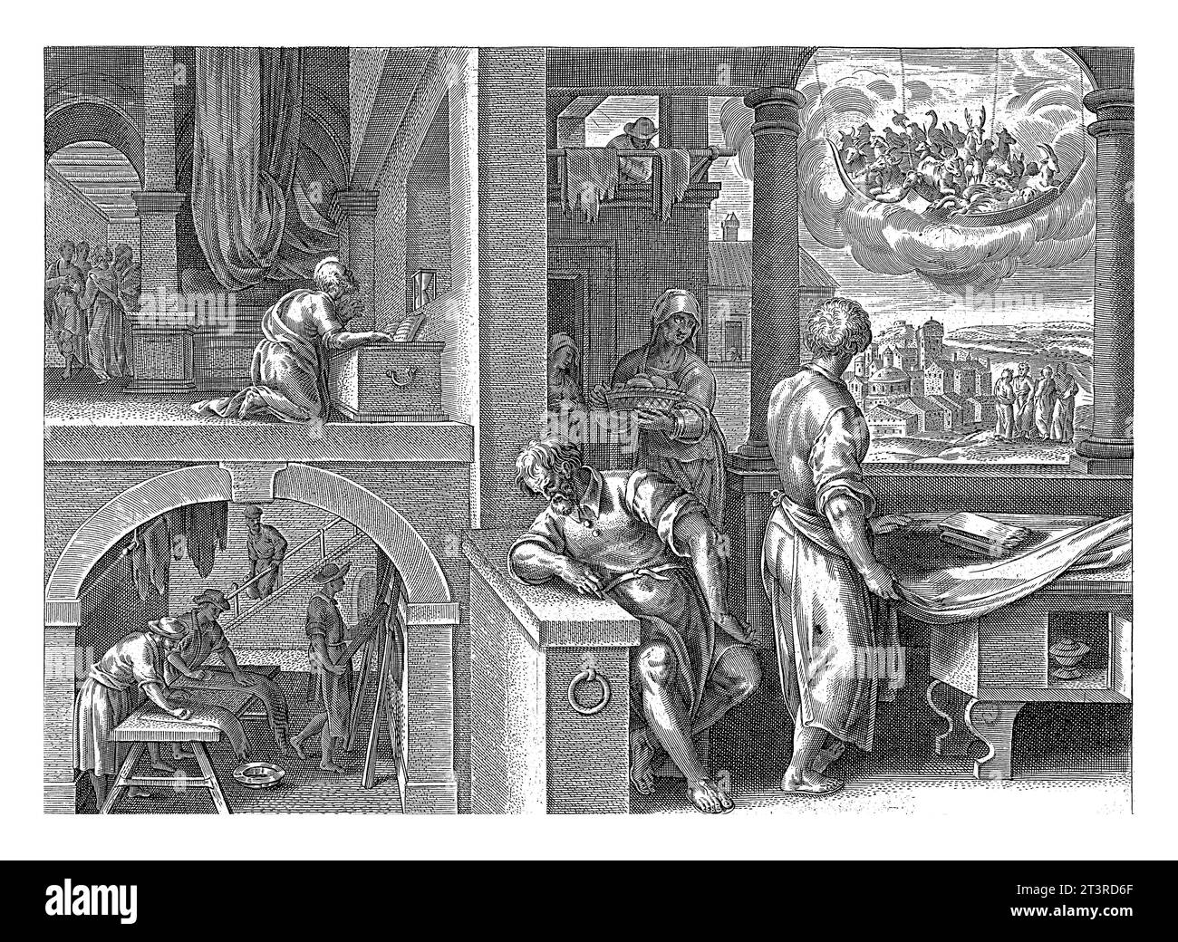 Peters Vision von den unreinen Tieren, anonym, nach Philips Galle, nach Jan van der Straet, 1646 der Apostel Peter bleibt im Haus von Simon Th Stockfoto