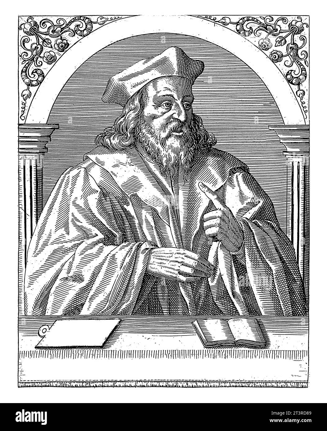 Porträt von Jerome von Prag, Robert Boissard, 1597 - 1599, Vintage-Gravur. Stockfoto