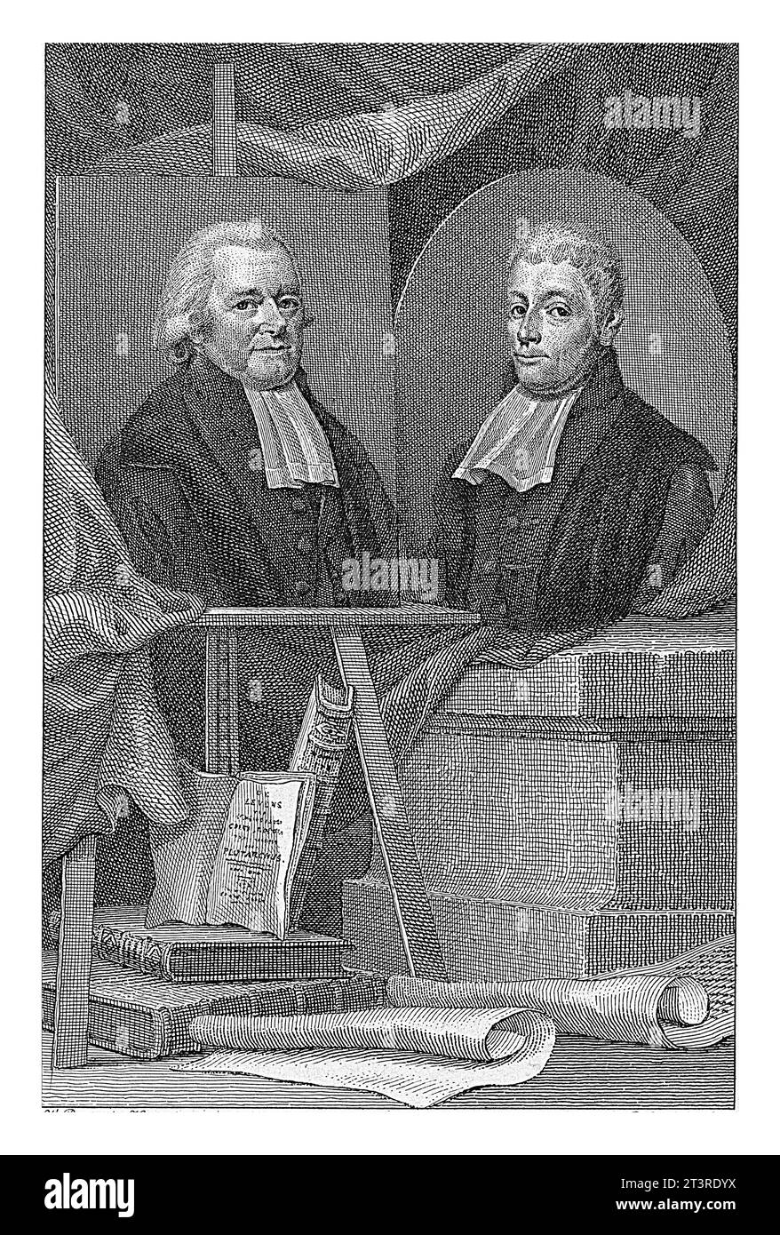 Porträts der Schriftsteller Everwinus Wassenbergh und Herman Bosscha, Reinier Vinkeles (I), nach Willem Bartel van der Kooi, 1789–1816 Stockfoto