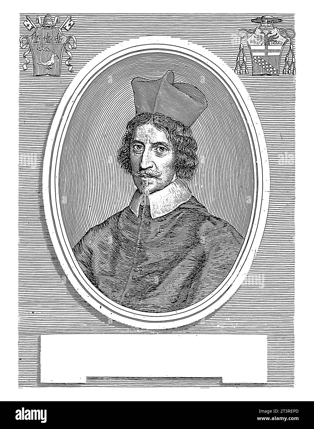 Porträt von Alderano Cibo, Giuseppe Maria Testana, 1658 - 1679 oben links und oben rechts ein Wappen. Stockfoto