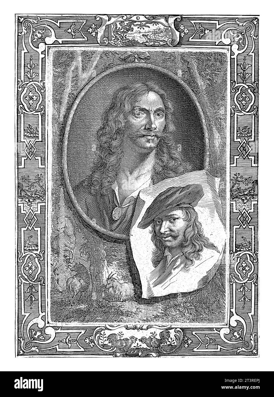 Porträts von Jan Hendrik Roos und Jurjaan van Streek, Jacob Houbraken, 1729 Porträts von Jan Hendrik Roos und Jurjaan van Streek. Stockfoto