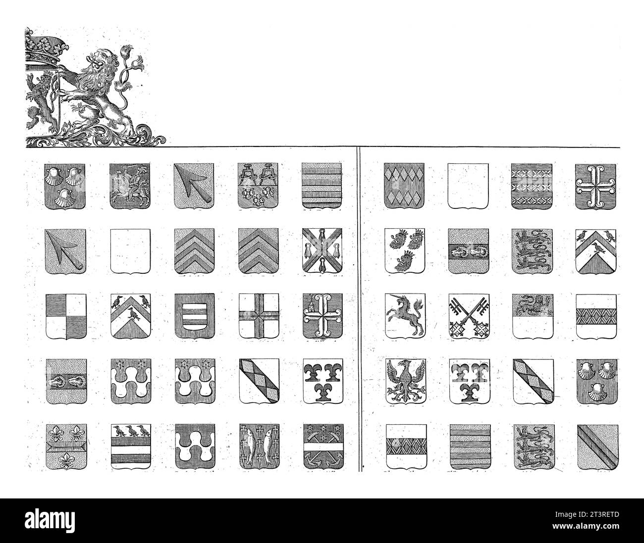 Namen und Wappen im Fürstentum Gelders und der Grafschaft Zutphen, rechts oben, Wilhelmus ten Haegh, 1700 - 1799 Stockfoto