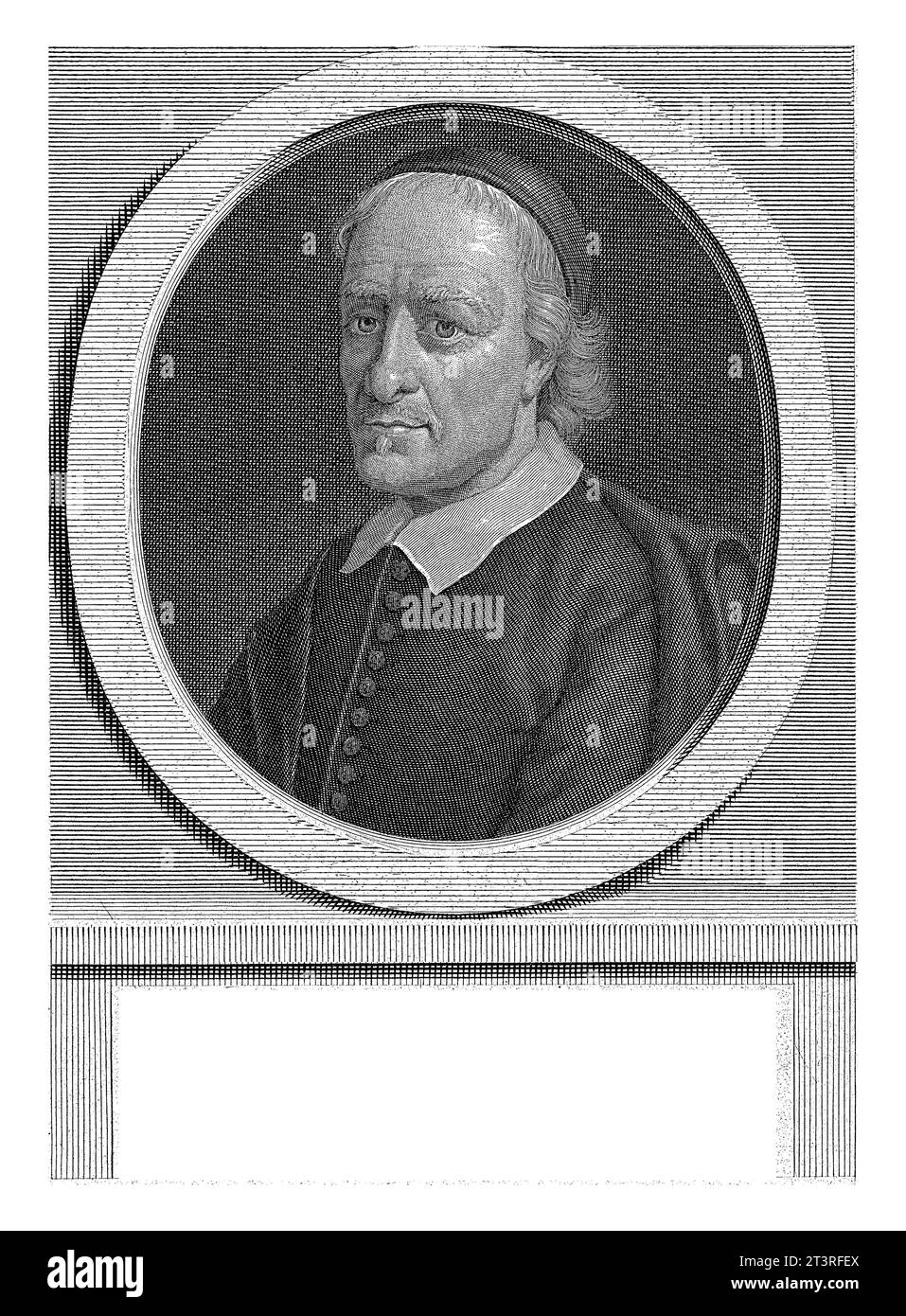Porträt von Galen Abrahamsz. De Haan, Pieter van Gunst, nach Michiel van Musscher, 1706 - 1731 Galen Abrahamsz. De Haan, mennonitischer Minister und Physi Stockfoto