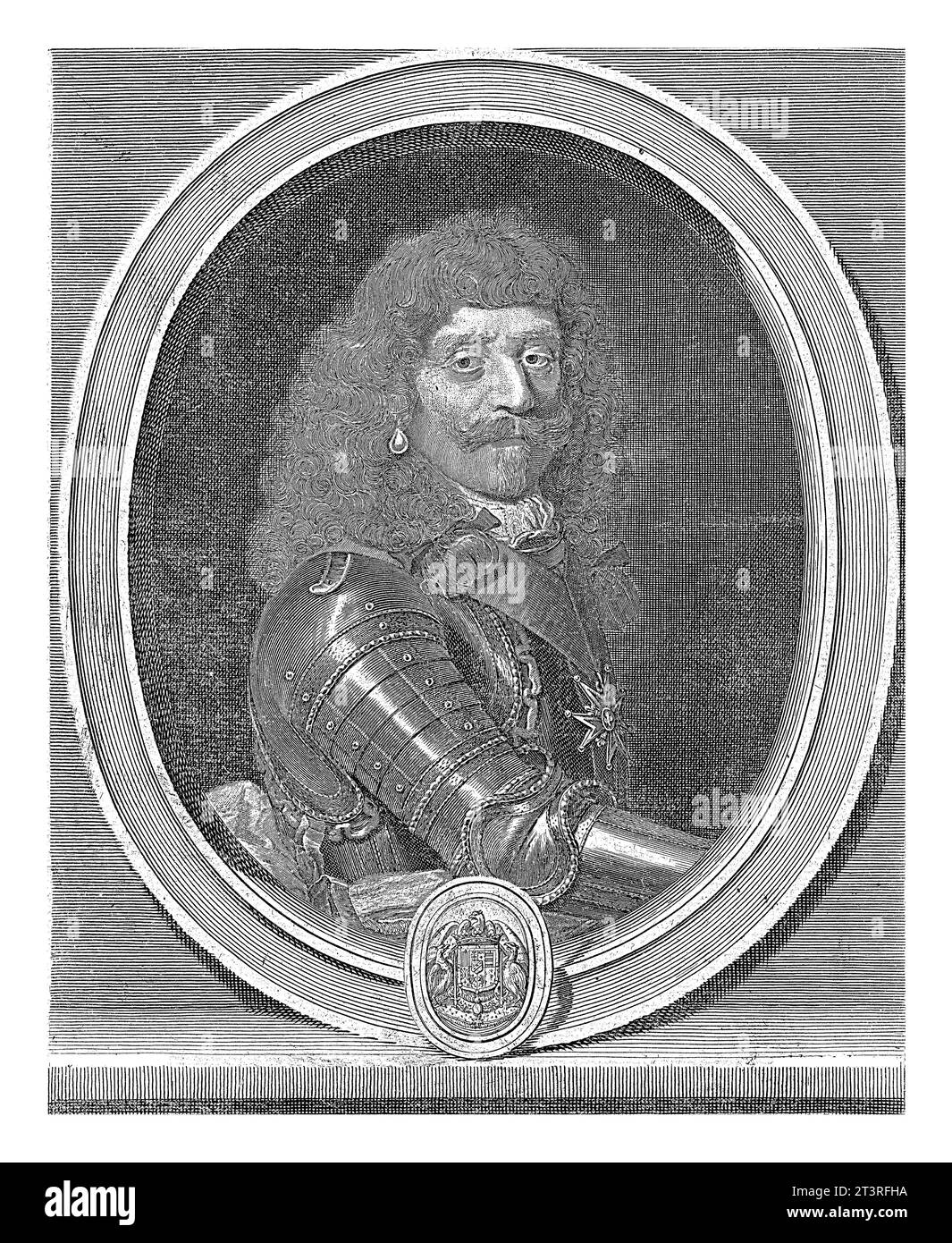 Porträt Henri de Lorraine, Gerard Edelinck, nach Pierre Mignard (1612-1695), 1666 - 1707 Porträt des französischen Generals Henri de Lorraine (1601-1) Stockfoto