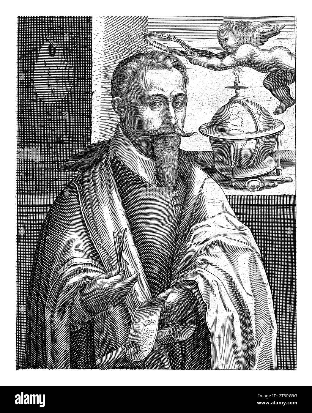Porträt von Hendrik Goltzius, Robert de Baudous, 1591–1659 Porträt des Malers und Kupferstechers Hendrick Goltzius. Von vorne gesehen. Stockfoto
