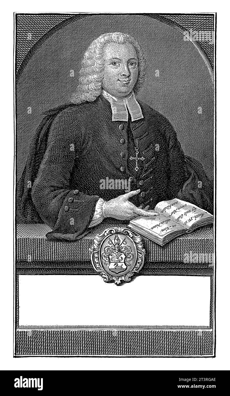 Porträt von Reverend Schubert, Christian Friedrich Fritzsch, 1772 - 1780 Porträt von Reverend Schubert, rechts halblang, barköpfig. Stockfoto