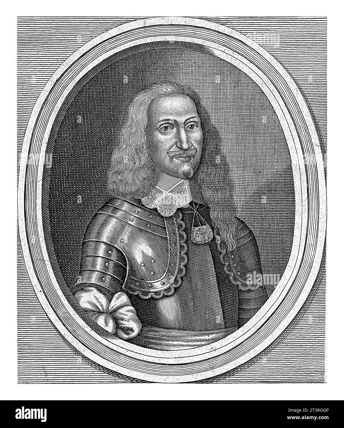 Porträt von Alessandro Monte, Matthias van Sommer, 1643 - 1672, Vintage-Gravur. Stockfoto