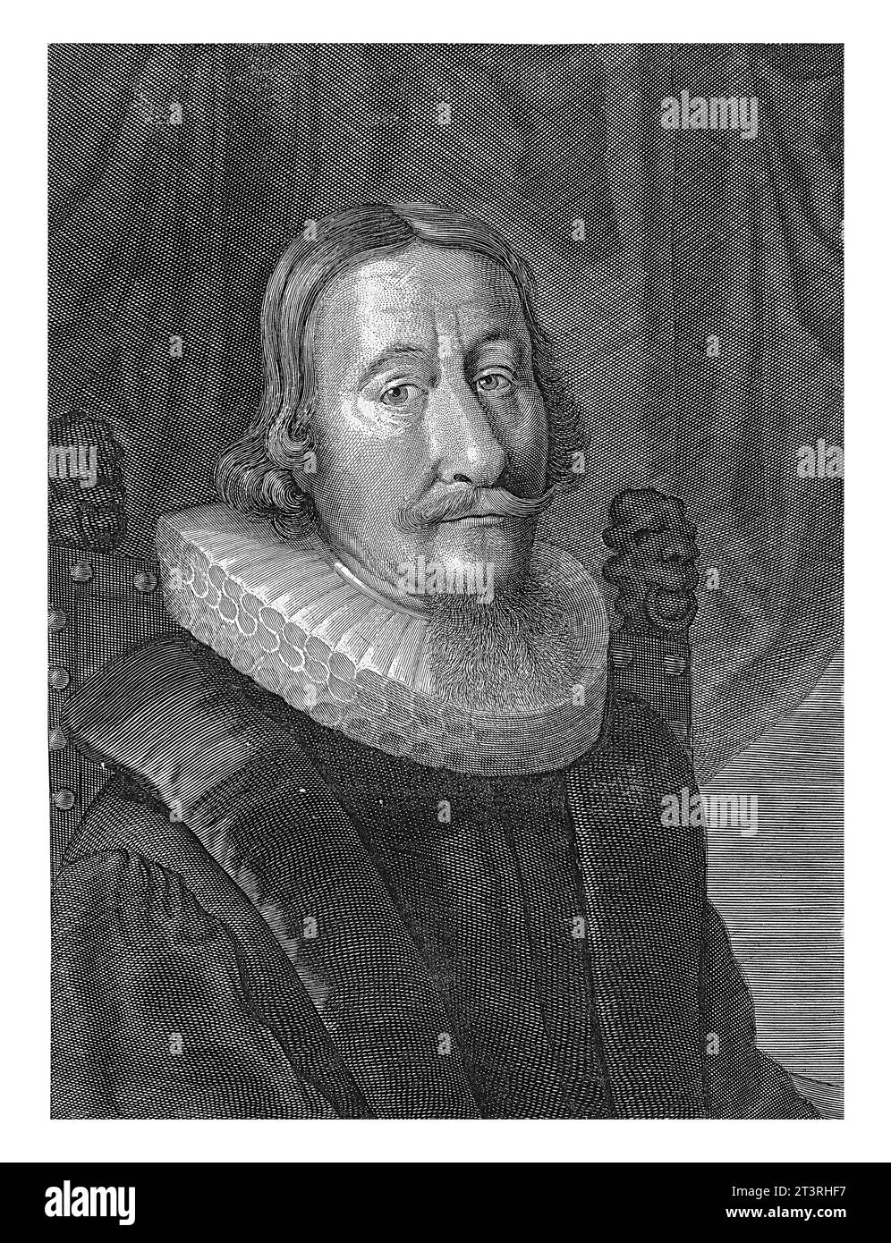 Porträt von Johan Schelderup, Albert Haelwegh, 1666 Porträt rechts von Johan Schelderup, 62 Jahre alt, auf einem Stuhl. Stockfoto