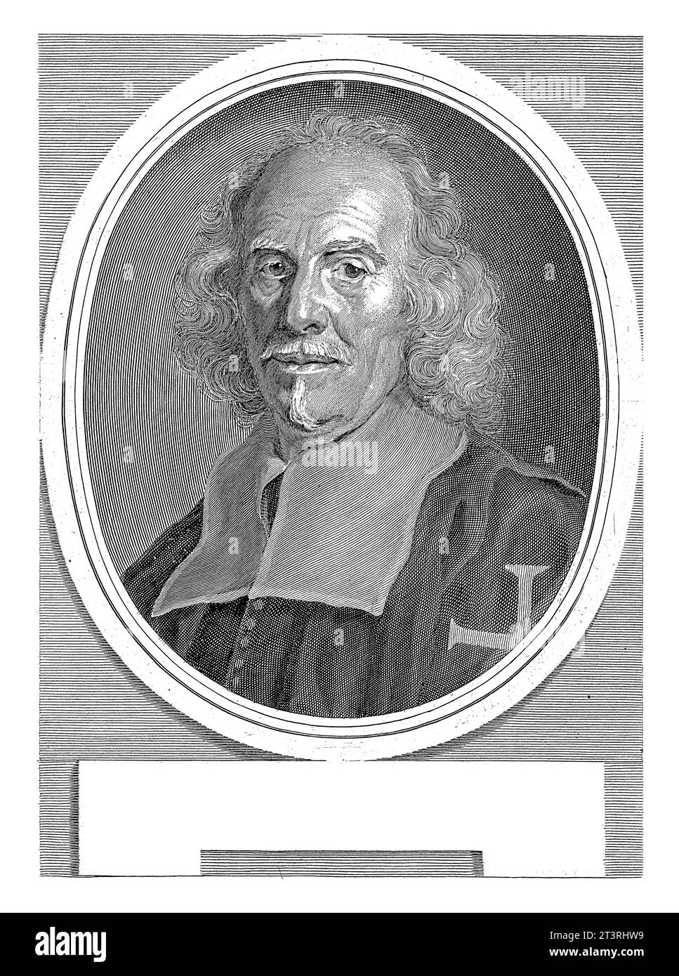 Porträt des Künstlers Giovanni Lorenzo Bernini, Arnold van Westerhout, nach Giovanni Battista Gaulli, 1680–1725 in der Box unter seinem Porträt sind Stockfoto