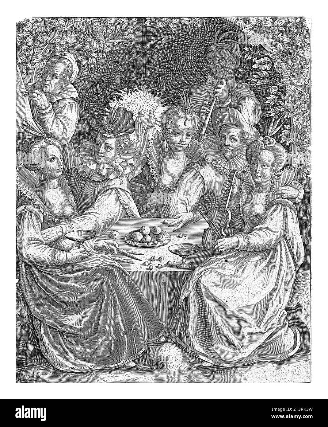 Nicolaes de Bruyn, 1581–1656 der verlorene Sohn verschwendet sein Erbe mit den Harlots. Stockfoto