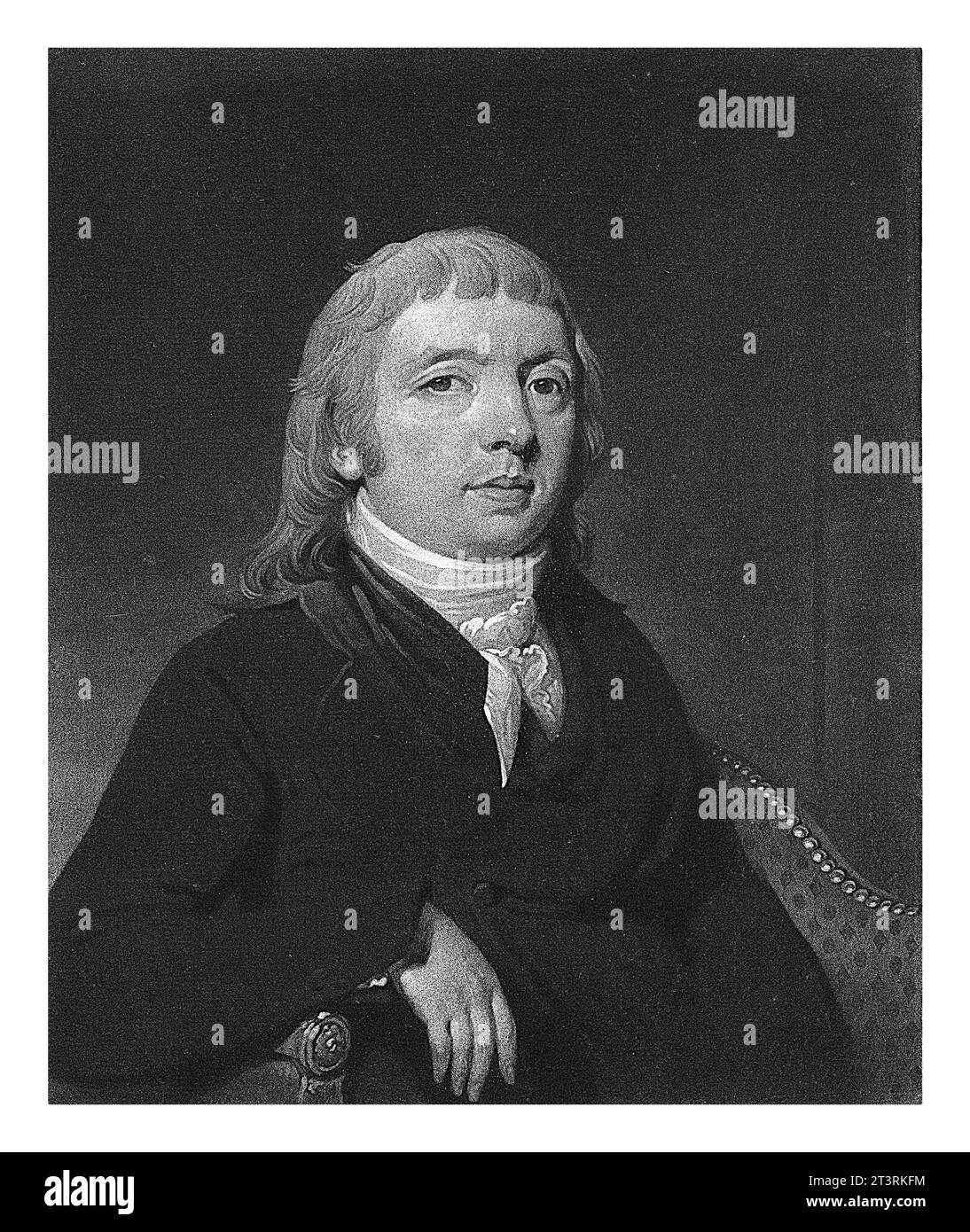 Der Patriot und Rechtsgelehrte Jacob George Jeronimo Hahn sitzt in einem Sessel. Stockfoto
