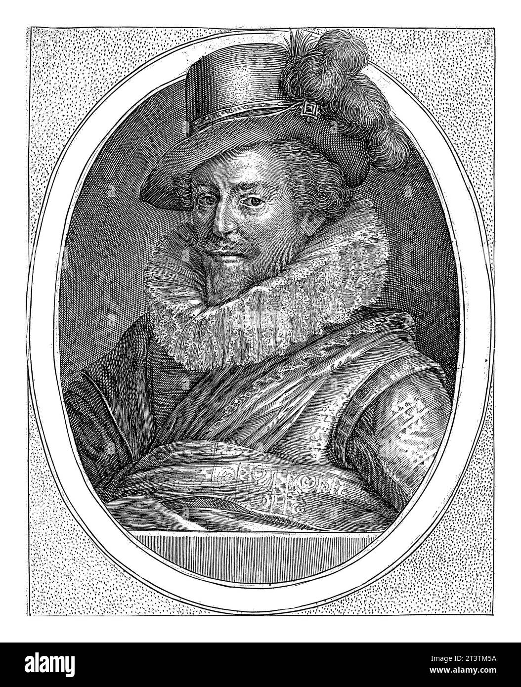 Porträt von Frederik Hendrik van Oranje, Crispijn van de Passe, 1574–1637 Porträt von Frederik Hendrik, Prinz von Orange-Nassau. Am Rand ein Fou Stockfoto