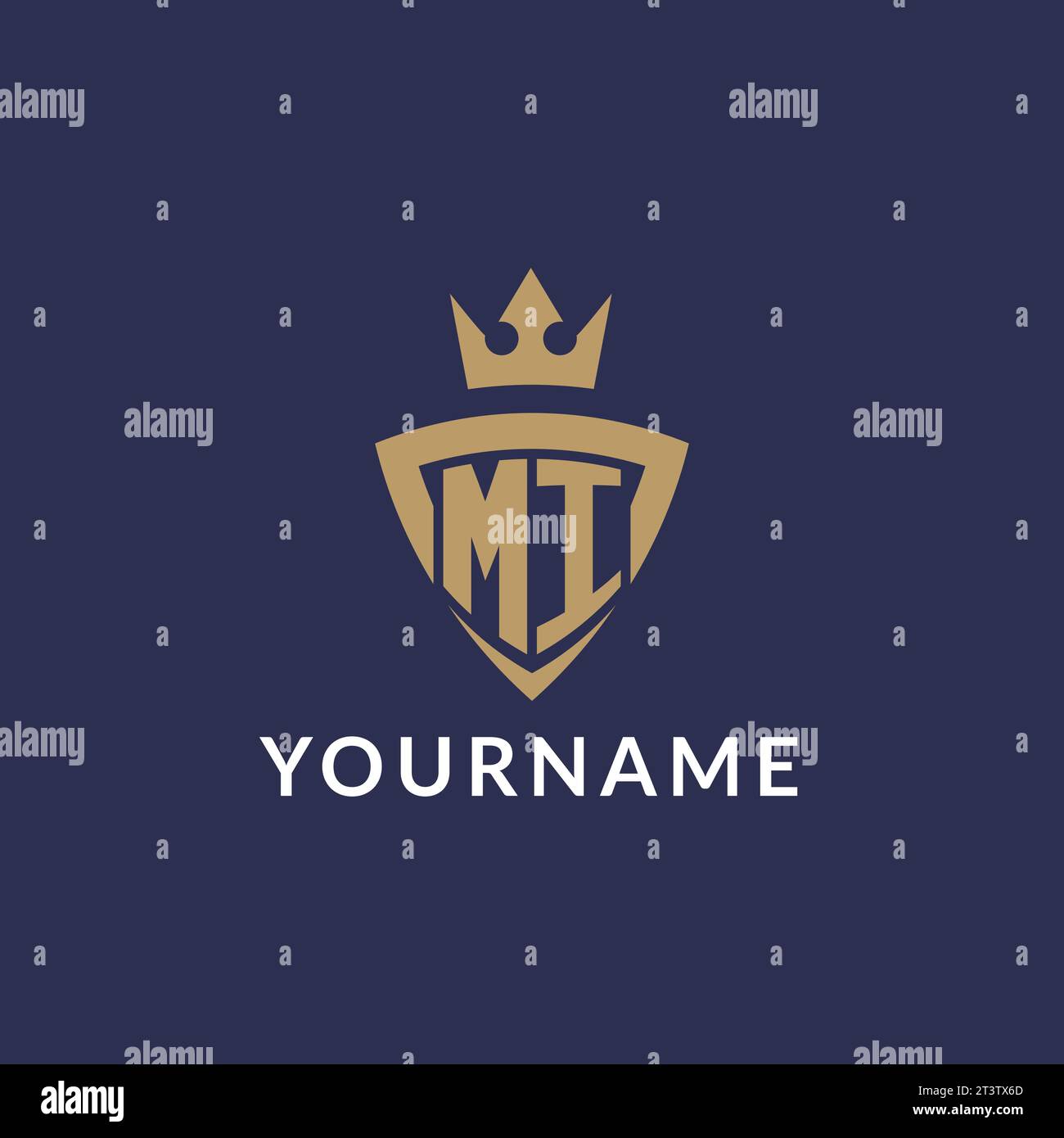 MI-Logo mit Schild und Krone, Monogramm-Initial-Logo-Vektordatei Stock Vektor